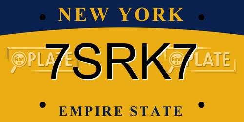 7SRK7 New York License Plate