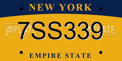 7SS339 New York License Plate