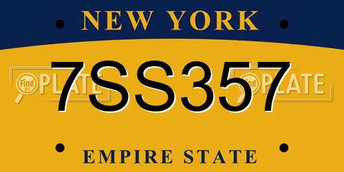 7SS357 New York License Plate
