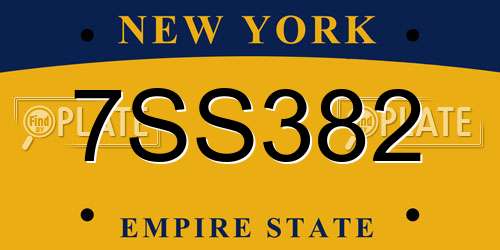 7SS382 New York License Plate