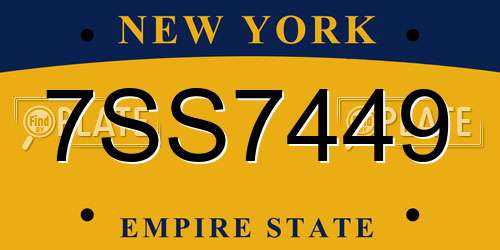 7SS7449 New York License Plate