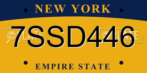 7SSD446 New York License Plate