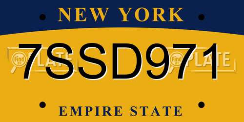 7SSD971 New York License Plate