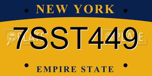 7SST449 New York License Plate
