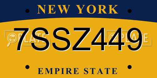 7SSZ449 New York License Plate