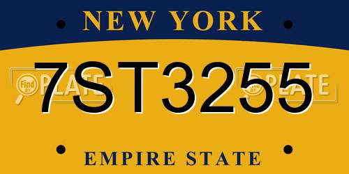 7ST3255 New York License Plate