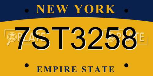 7ST3258 New York License Plate