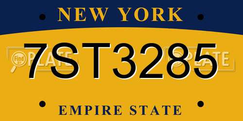 7ST3285 New York License Plate