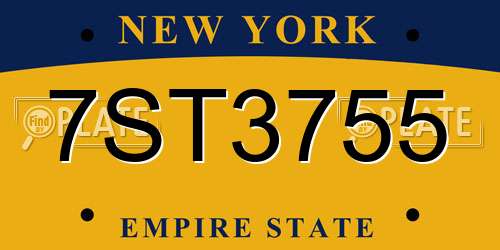 7ST3755 New York License Plate