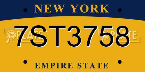 7ST3758 New York License Plate