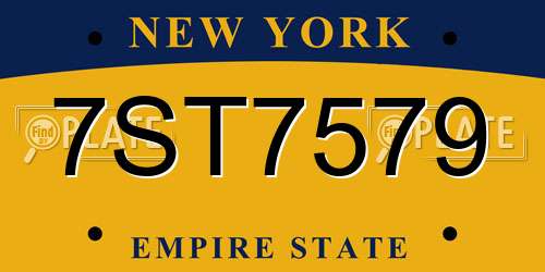 7ST7579 New York License Plate