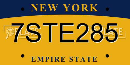 7STE285 New York License Plate