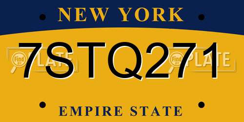 7STQ271 New York License Plate