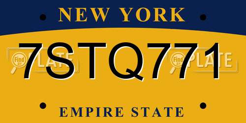 7STQ771 New York License Plate