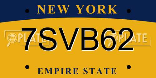 7SVB62 New York License Plate