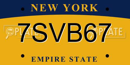 7SVB67 New York License Plate