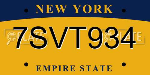 7SVT934 New York License Plate