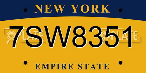 7SW8351 New York License Plate