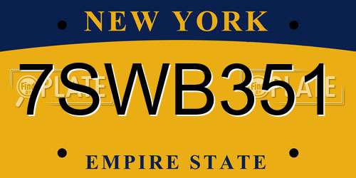 7SWB351 New York License Plate