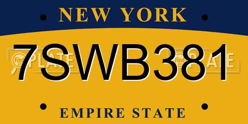 7SWB381 New York License Plate