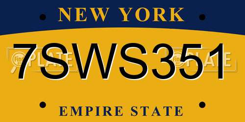 7SWS351 New York License Plate