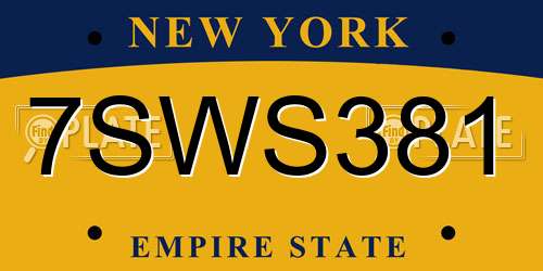 7SWS381 New York License Plate