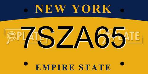 7SZA65 New York License Plate