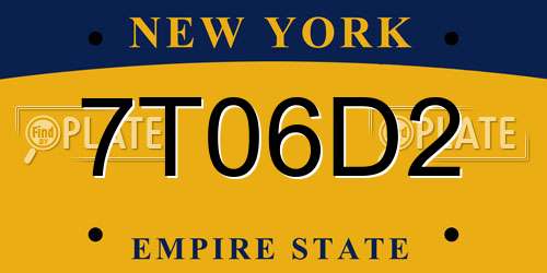 7T06D2 New York License Plate
