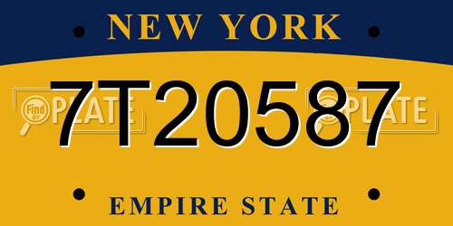7T20587 New York License Plate