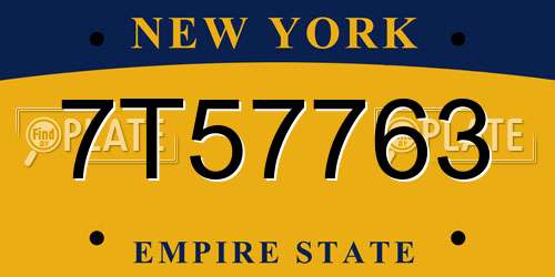 7T57763 New York License Plate