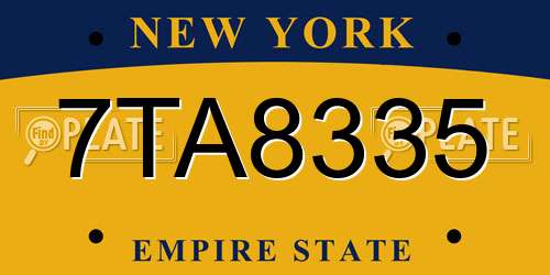 7TA8335 New York License Plate