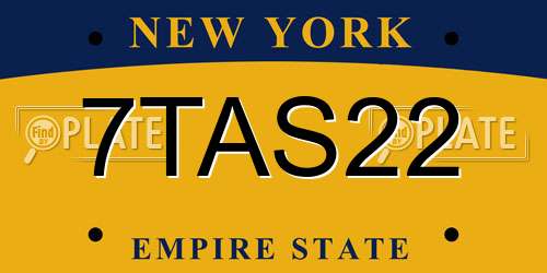 7TAS22 New York License Plate