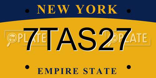 7TAS27 New York License Plate