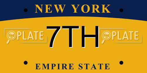 7TH New York License Plate