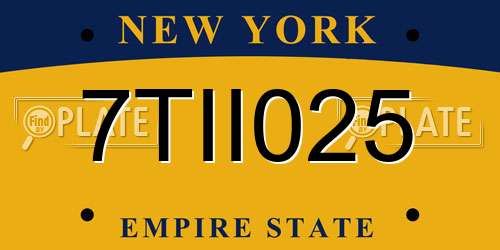 7TII025 New York License Plate