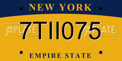 7TII075 New York License Plate