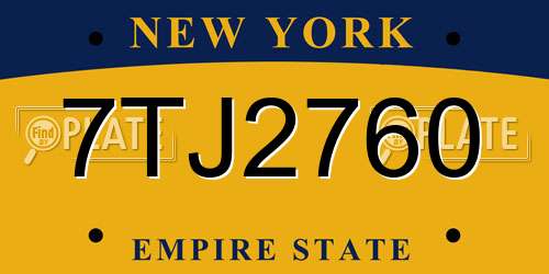 7TJ2760 New York License Plate