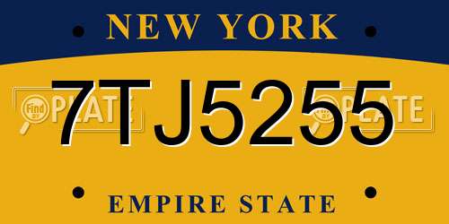 7TJ5255 New York License Plate