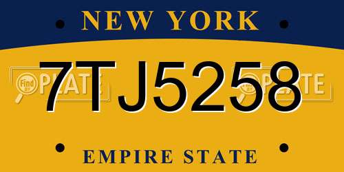 7TJ5258 New York License Plate