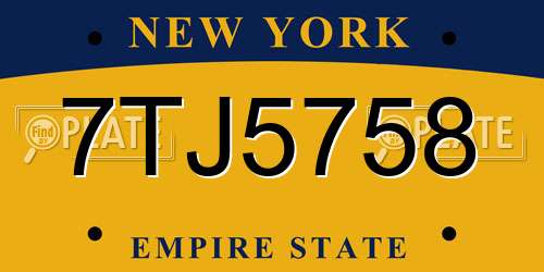 7TJ5758 New York License Plate