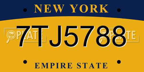 7TJ5788 New York License Plate