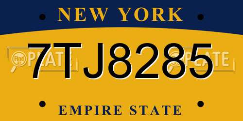 7TJ8285 New York License Plate