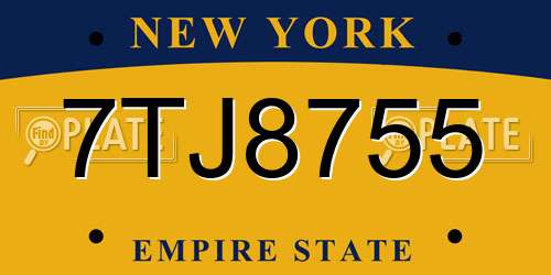 7TJ8755 New York License Plate