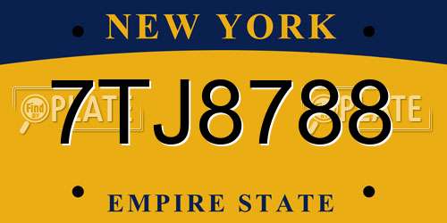 7TJ8788 New York License Plate