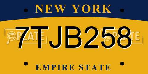 7TJB258 New York License Plate