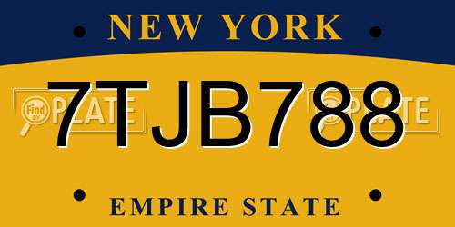 7TJB788 New York License Plate