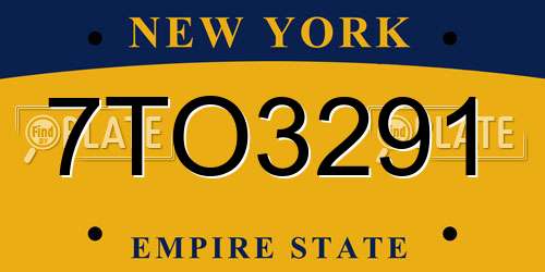 7TO3291 New York License Plate
