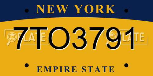 7TO3791 New York License Plate