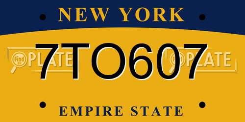7TO607 New York License Plate
