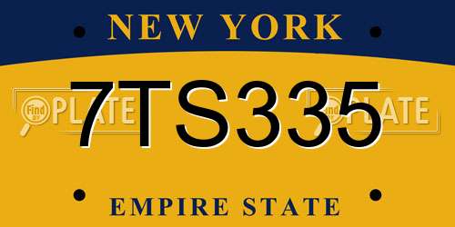 7TS335 New York License Plate